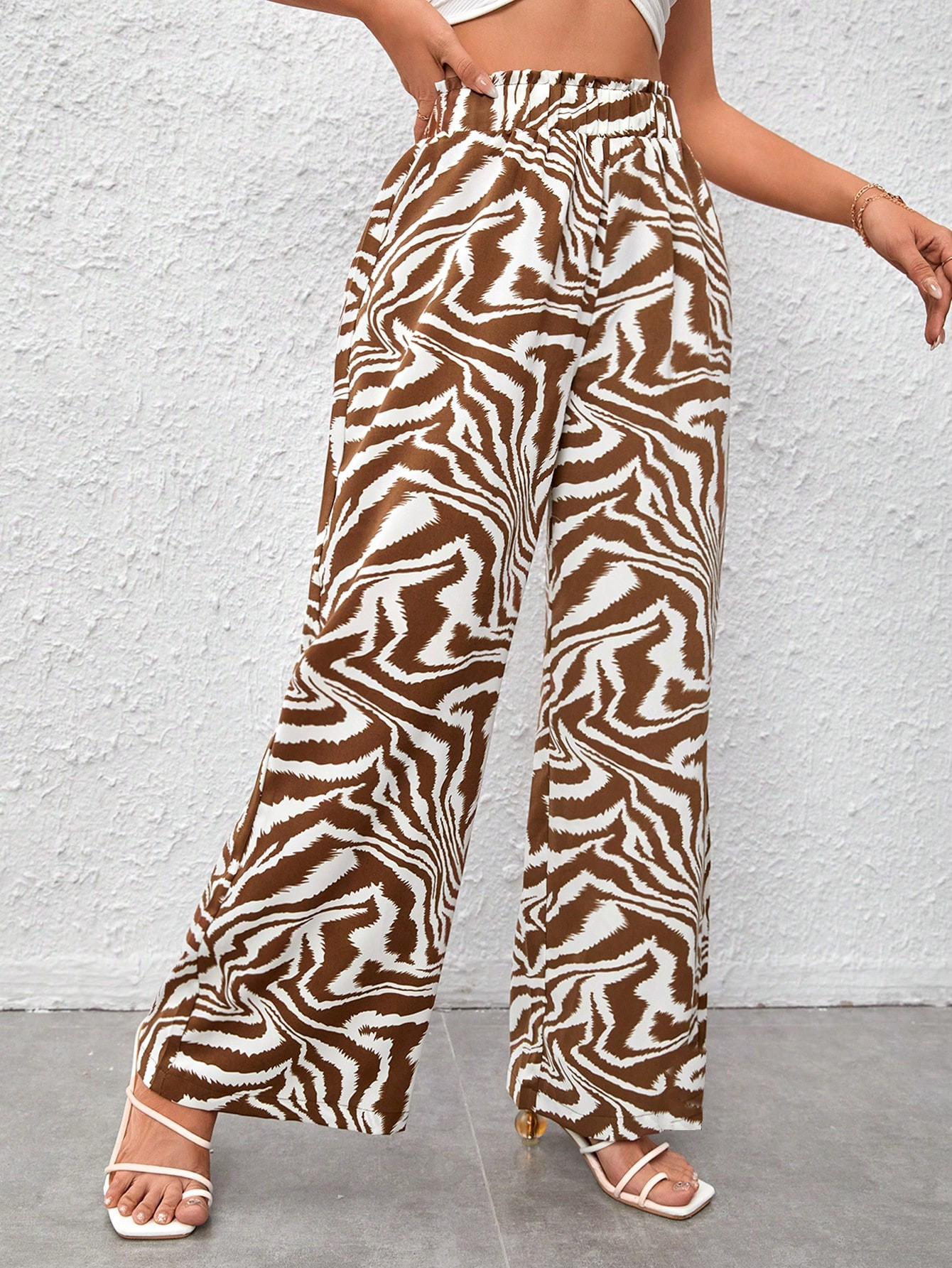 SHEIN Privé Allover Print Wide Leg Pants | SHEIN