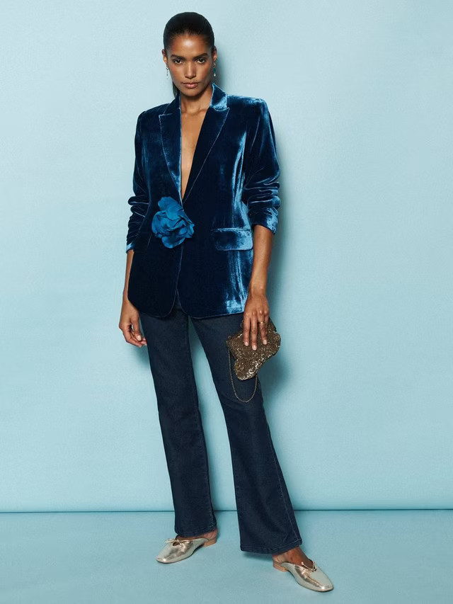 NRBY May Velvet Blazer, Peacock | John Lewis (UK)