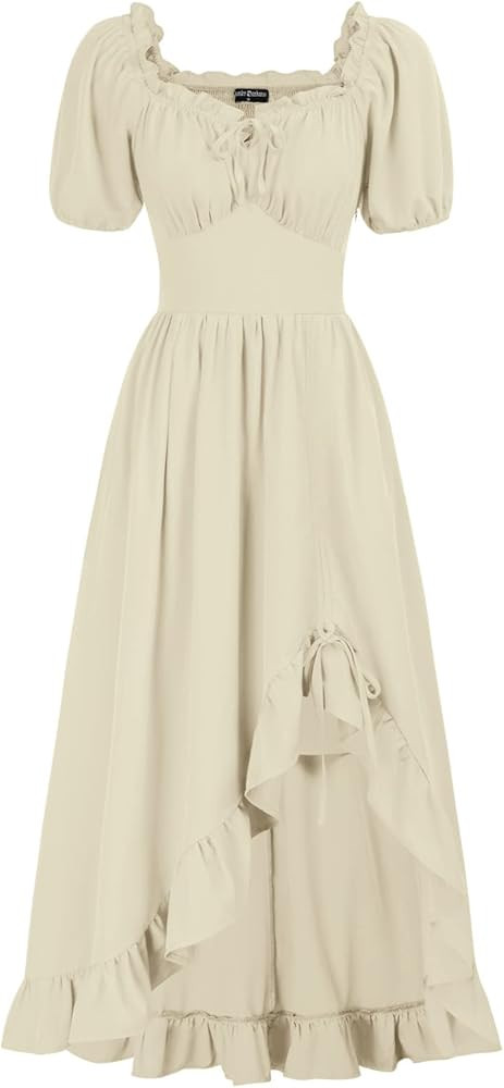 Scarlet Darkness Renaissance Dress Women Cottagecore Corset Dress Ruffle Maxi Dress with Pockets | Amazon (US)
