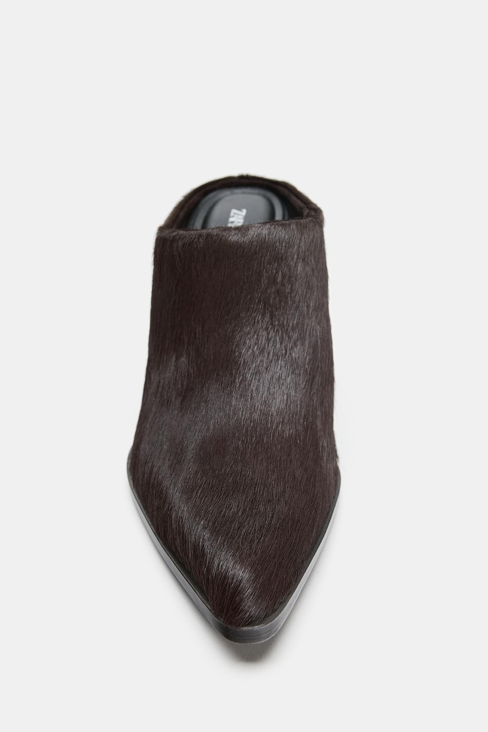 FUR LEATHER MULE HEELS | Zara US