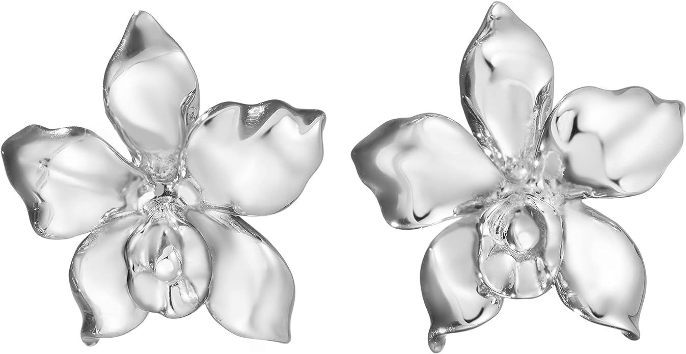 925 Sterling Silver Hawaiian Orchid Flower Plant Stud Earrings, Nickel Free Hypoallergenic for Se... | Amazon (US)
