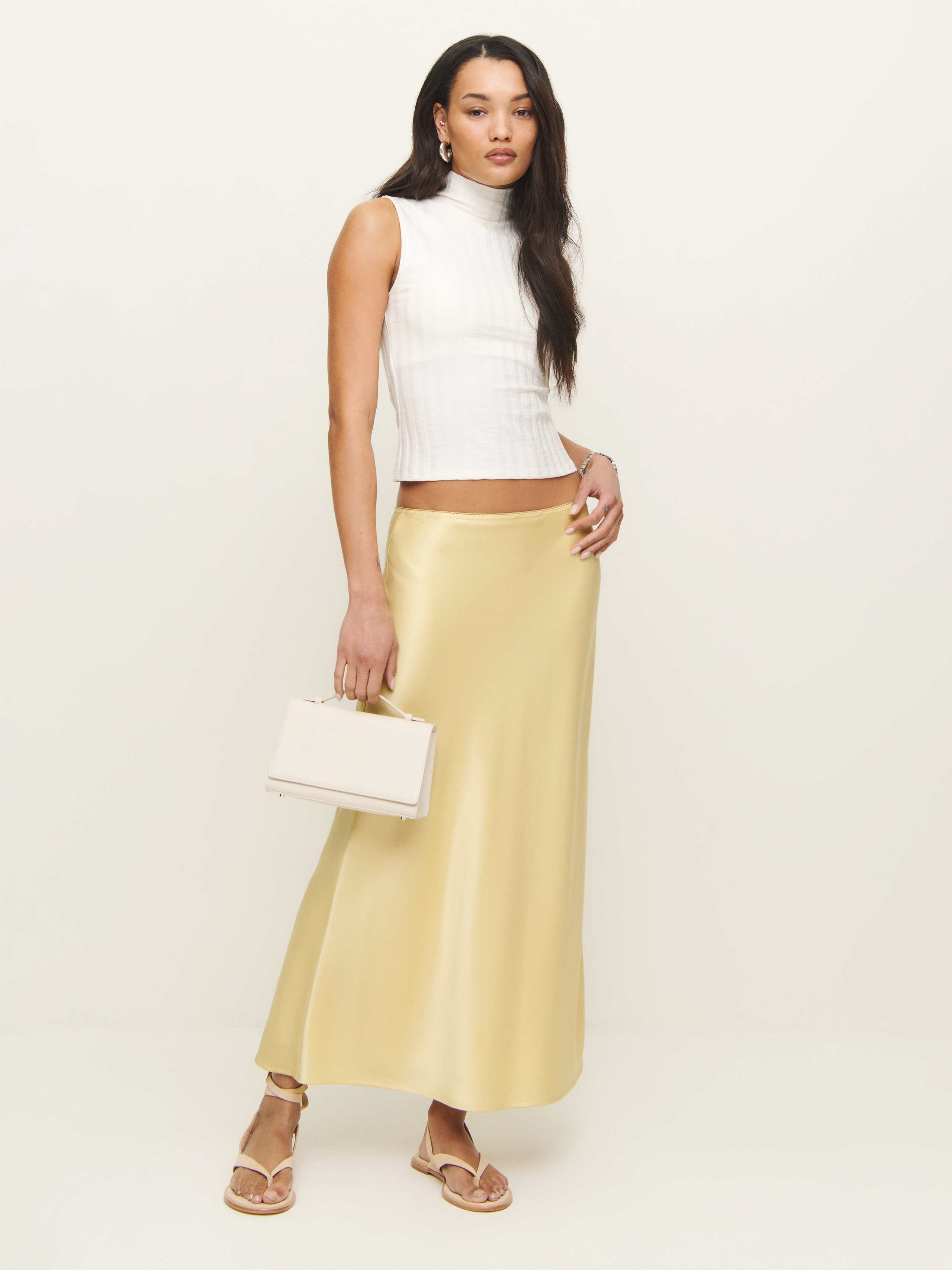 Petites Layla Satin Skirt | Reformation (Global)
