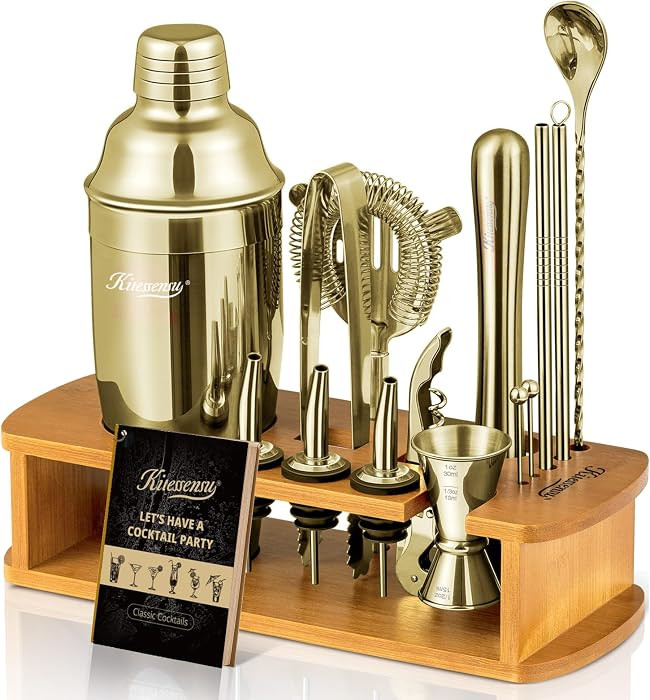 KITESSENSU Cocktail Shaker Set Bartender Kit with Stand | Bar Set Drink Mixer Set with All Essent... | Amazon (US)