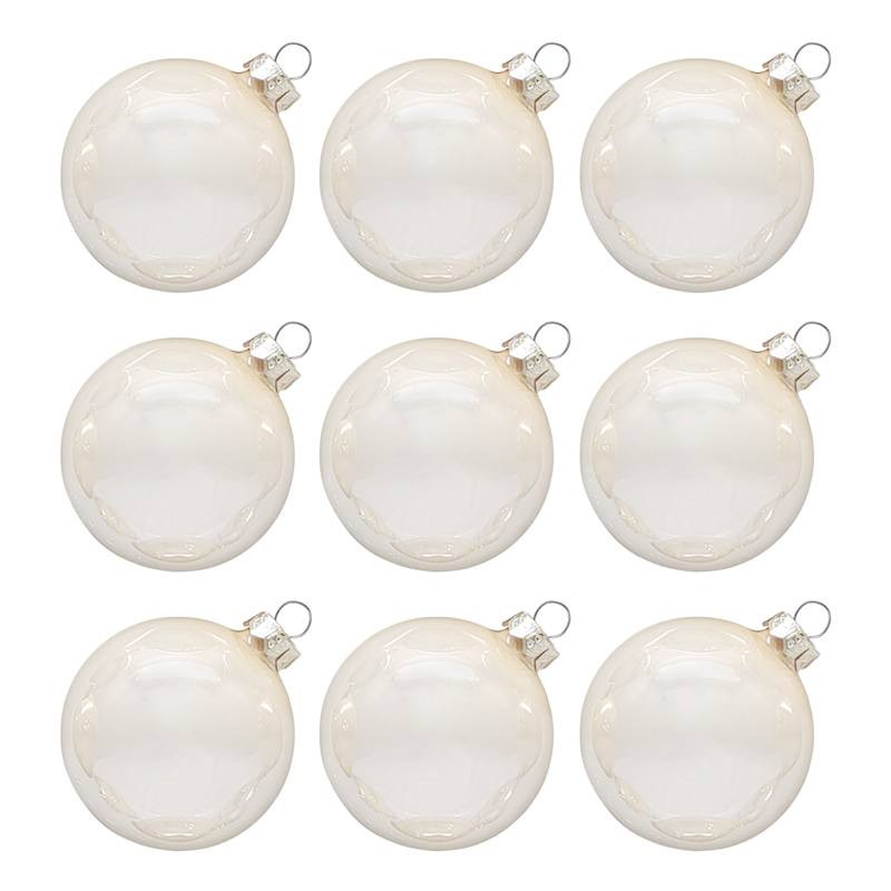 9-Count White Pearl Shiny Glass Ornaments | At Home