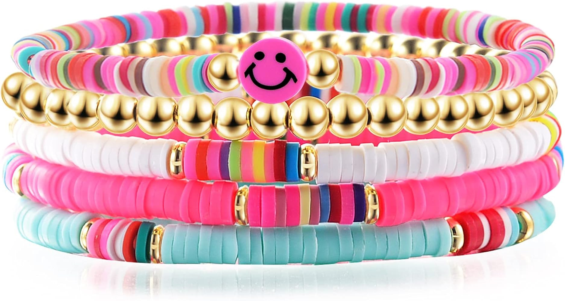 MOROTOLE 6pcs Seed Beaded Bracelets and gold Bead bracelets Set Handmade Stretch Bracelet for Women  | Amazon (US)