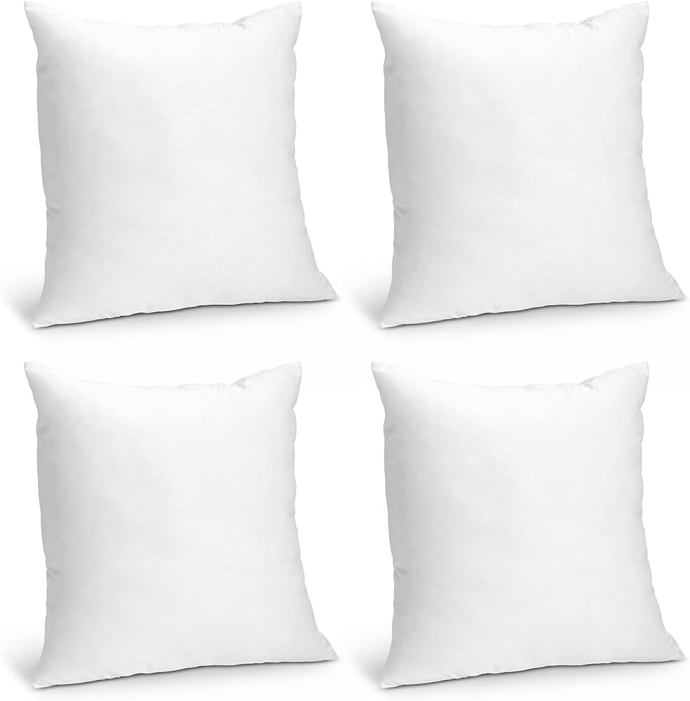 Foamily Throw Pillows Insert - (Pack of 4) Pillow 18" x 18" Inches for Bed and Couch - 100% Machi... | Amazon (US)