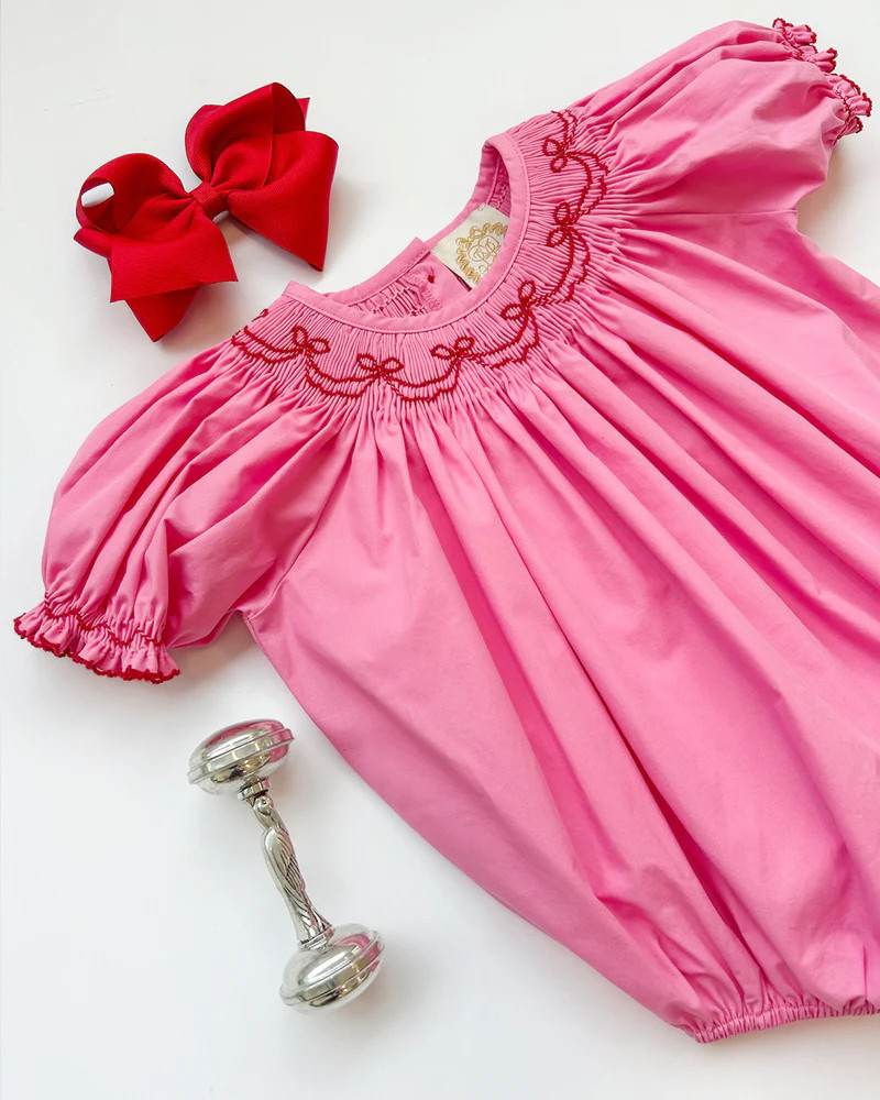 Short Sleeve Bridget Bubble - Hamptons Hot Pink with Richmond Red | The Beaufort Bonnet Company