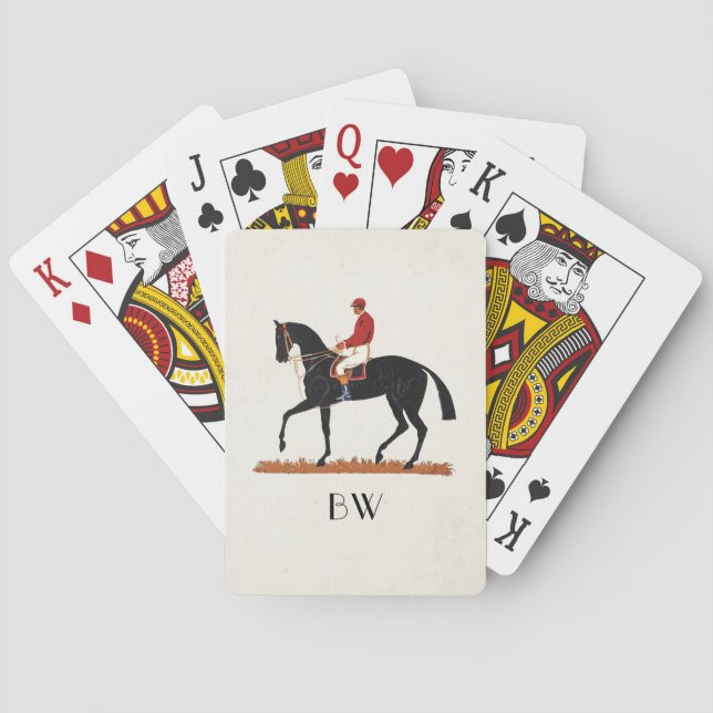 Race Horse Derby Jockey Monogram Vintage Style Poker Cards | Zazzle | Zazzle