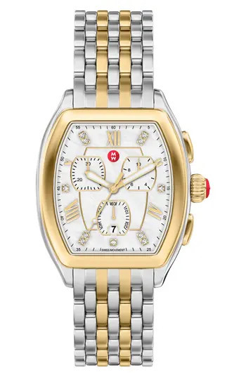 MICHELE Releve Diamond Two-Tone Bracelet Watch, 45mm - 0.04ct. in 2T Silver/gold at Nordstrom Rack | Nordstrom Rack
