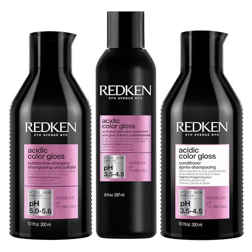 Redken Acidic Color Gloss Sulfate-Free Shampoo, Conditioner, and Glossing Treatment | With Citric Acid & Apricot Oil for Intense Shine & Conditioning | Safe for Color-Treated Hair | Amazon (US)