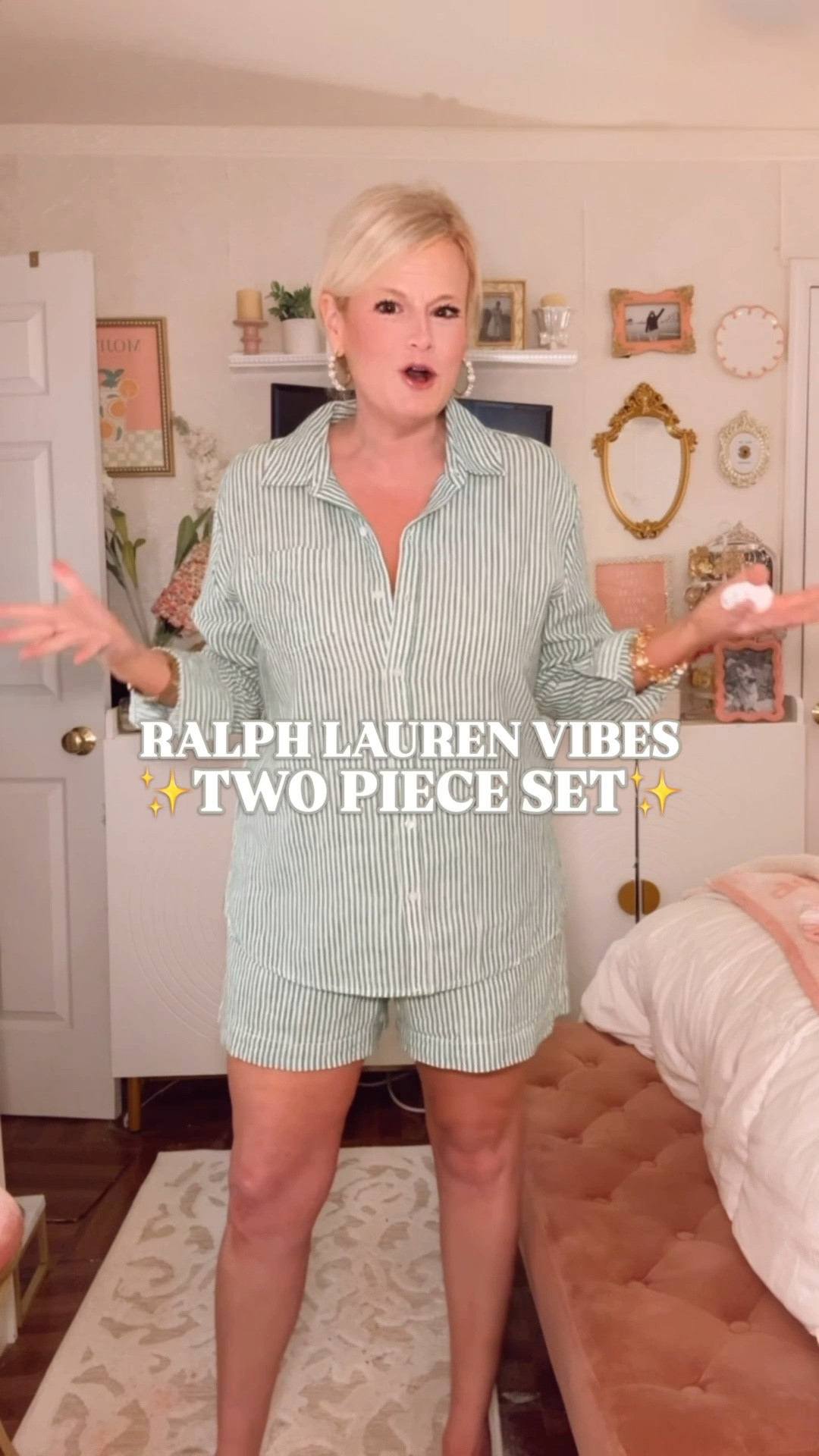 Ralph Lauren look for less | preppy two piece set women | matching set women | travel set women | beach outfit women | vacation outfit women | spring outfit women | linen blend set women

This is that Ralph Lauren summer energy in a two piece set you can actually wear on repeat.

The green stripe. The relaxed button front shirt. The easy pull-on shorts. It has that polished, coastal, East Coast preppy look that feels straight out of a Ralph Lauren, Tuckernuck, or J.Crew summer edit.

The pieces are sold separately, so you can mix and match your sizing for the fit you actually want. I’m in a medium in both and would say true to size.

Linen and lyocell blend, so it feels lightweight, breathable, soft, and easy in that way summer sets are supposed to feel.

Wear it as a full matching set for vacation, beach towns, travel days, brunch, and casual summer plans. Break it apart and style the shirt with white denim or the shorts with a simple tank and sandals.

It works for:
• preppy style outfits
• matching sets women
• two piece sets women
• vacation outfits women
• beach outfit women
• travel set women
• spring and summer outfits

ralph lauren look for less, ralph lauren summer outfit women, preppy two piece set women, matching set women, striped matching set women, linen blend set women, travel set women, vacation outfit women, beach outfit women, coastal style outfits women, preppy style outfits women, tuckernuck look for less, j crew style outfit women, spring outfit women, summer outfit women, resort wear women

#LTKFindsUnder100 #PreppyStyle #MatchingSet #LookForLess #VacationOutfit #BeachOutfit #RalphLauren #PreppyStyle #SpringOutfits #SummerStyle

#LTKSeasonal #LTKSaleAlert #LTKTravel