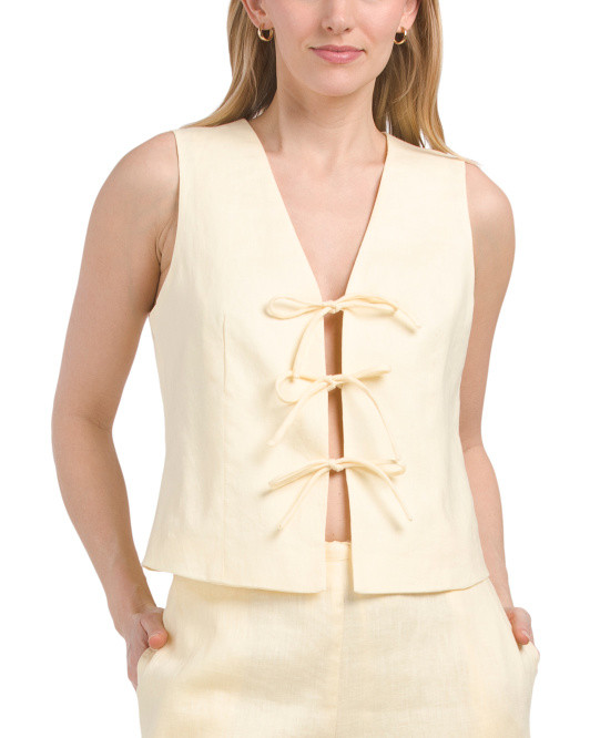 Linen Bow Vest | TJ Maxx