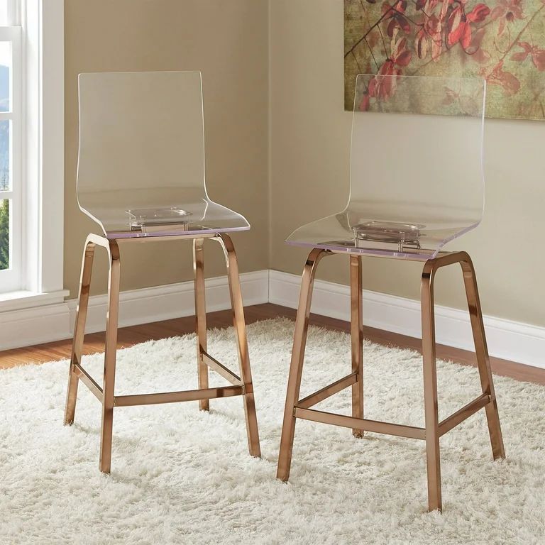 Chelsea Lane Acrylic and Champagne Gold Swivel Stool, Set of Two, Counter Height | Walmart (US)