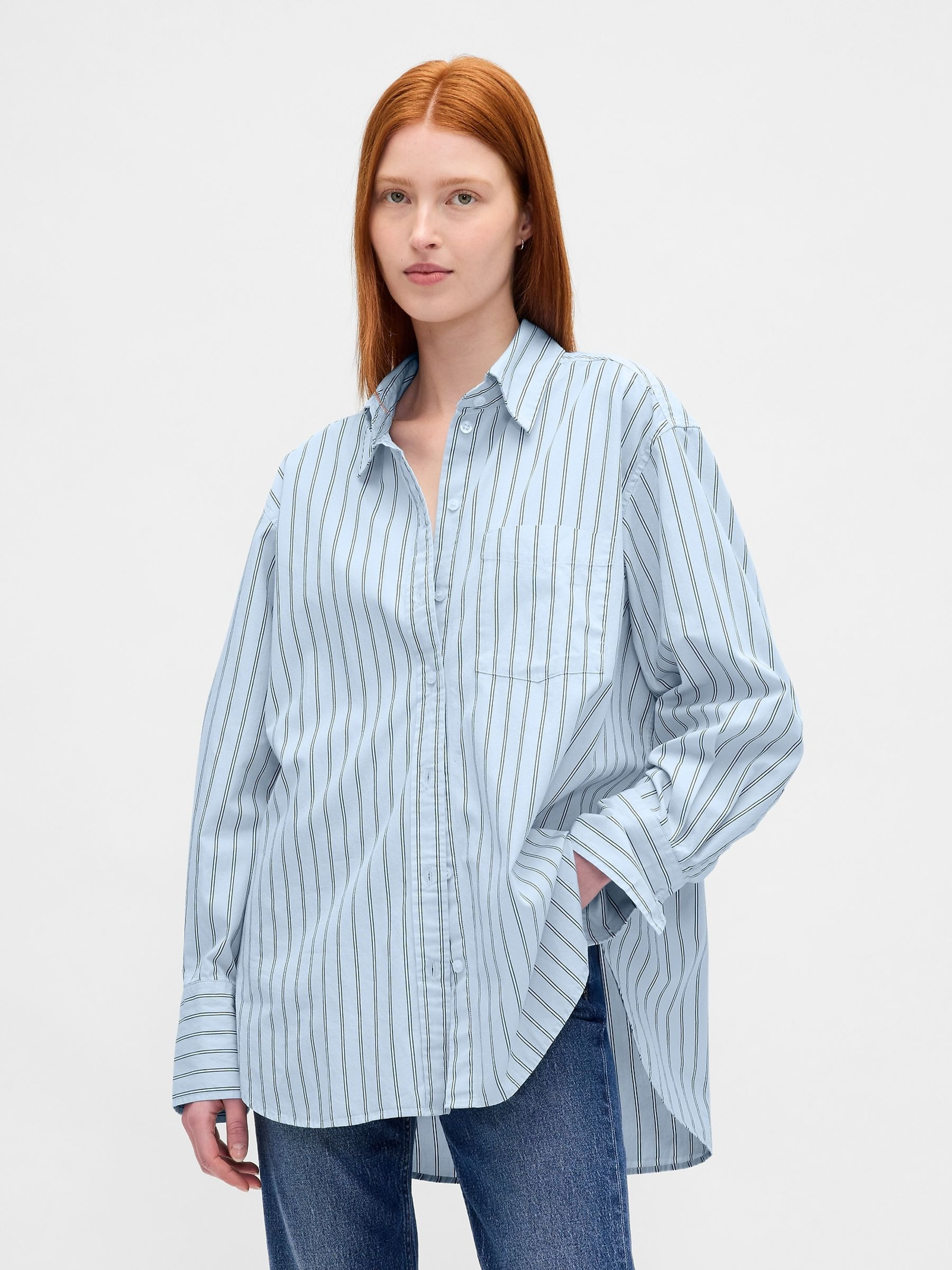 Light Blue Stripe Poplin Big Shirt | Gap | GAP UK