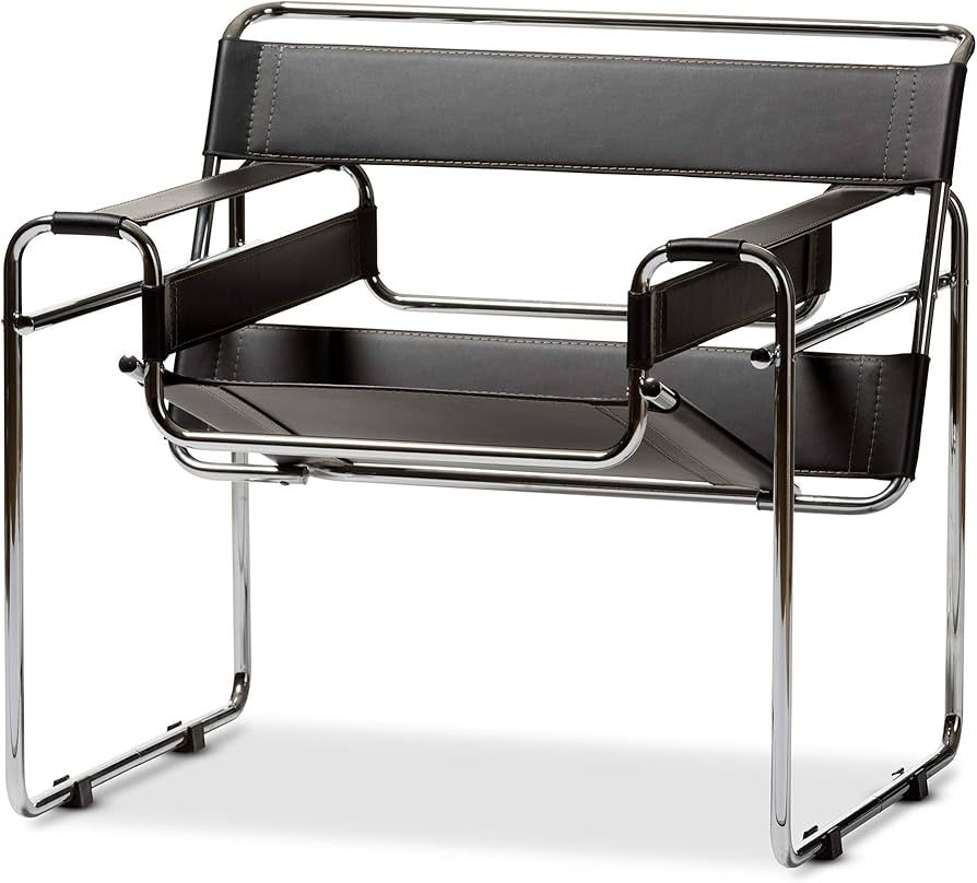 Baxton Studio Jericho Leather Accent Chair, Black (A-2303-HiT) | Amazon (US)