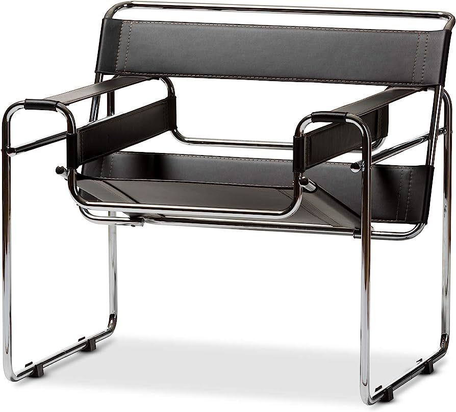 Baxton Studio Jericho Leather Accent Chair, Black (A-2303-HiT) | Amazon (US)