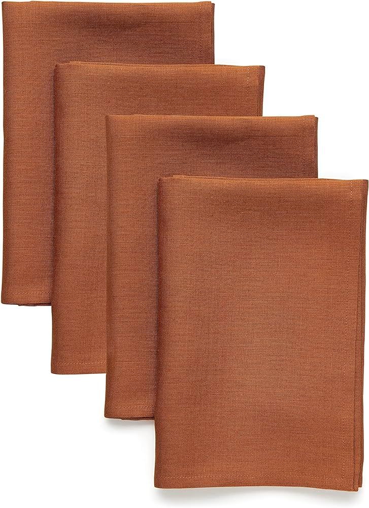 Solino Home Linen Napkins Cinnamon – 100% Pure Linen Fabric Napkins 20 x 20 Inch – Machine Wa... | Amazon (US)