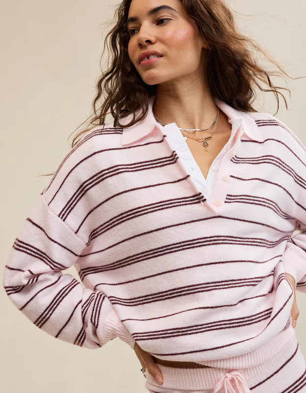Aerie Sunday Soft® Plush Polo Sweater | Aerie