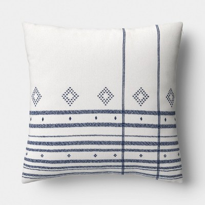 Oversized Square Plaid Yarn-Dyed Cotton Indoor Throw Pillow Neutral/Blue - Threshold™ | Target