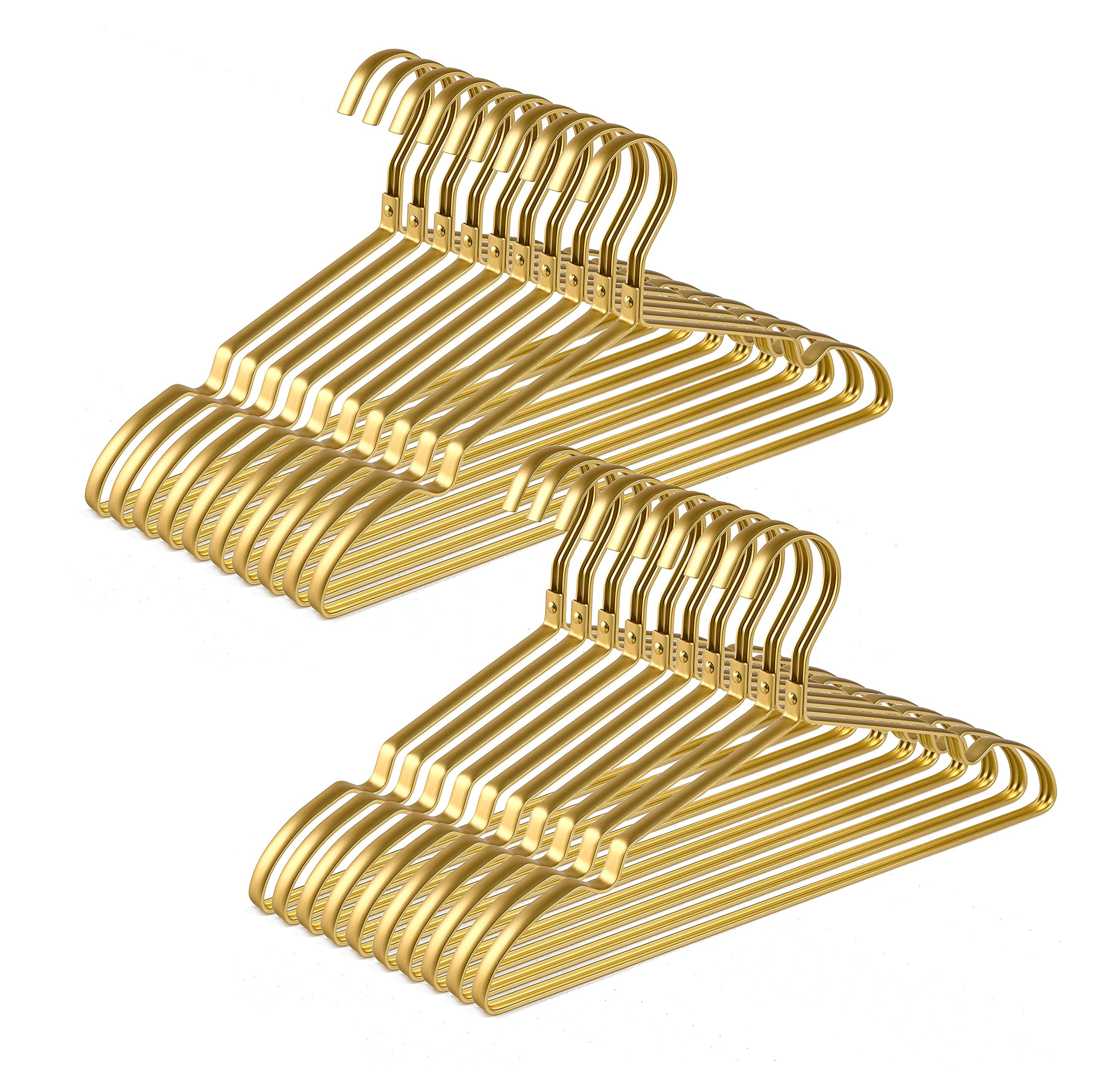 Amber Home 20 Pack Premium Matte Gold Aluminum Coat Hangers, 16.5” Extra Smooth & Durable Metal... | Amazon (US)