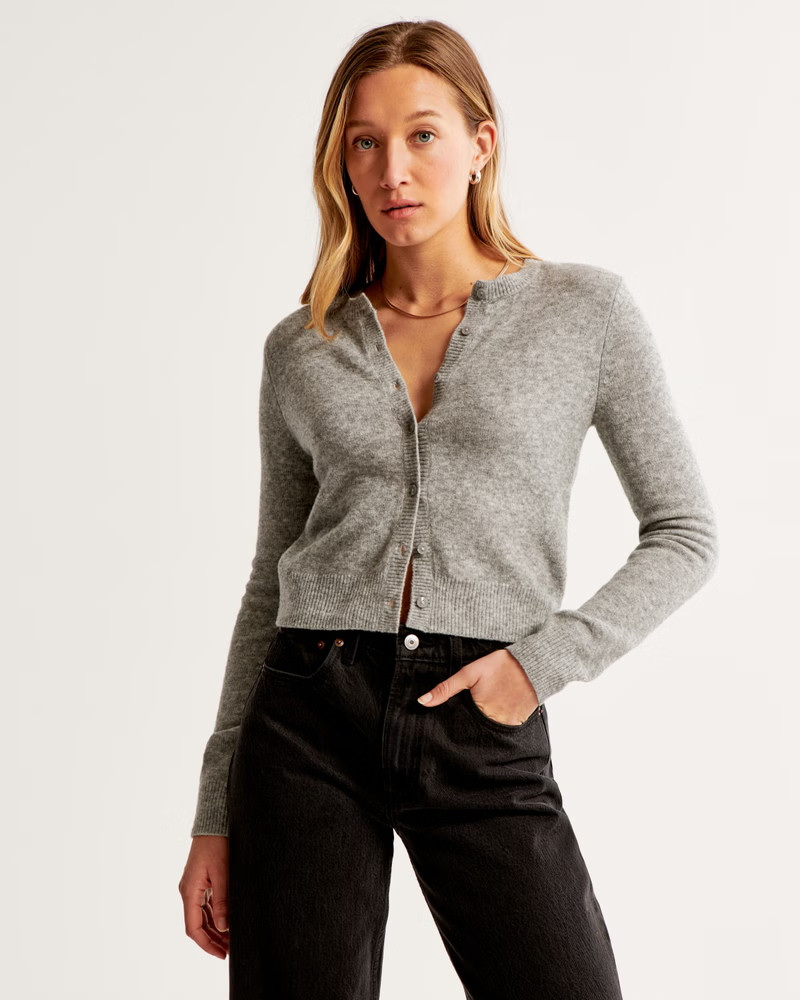 Merino Wool-Blend Slim Crew Cardigan | Abercrombie & Fitch (US)