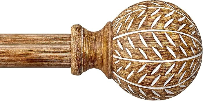 Wood Curtain Rods for Windows 48 to 84 Inch,1'' Diameter Drapery Rods with Imitation Wood Grain L... | Amazon (US)