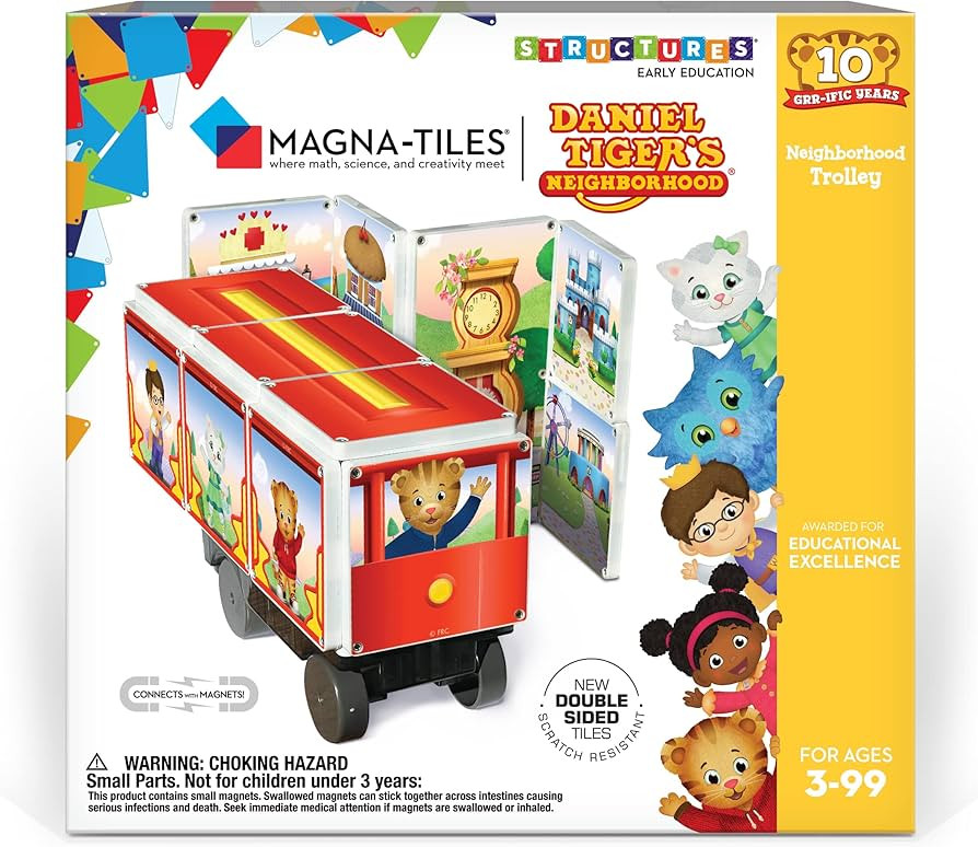 CreateOn Daniel Tiger’s Neighborhood: Neighborhood Trolley Magna-Tiles Structure Set, Magnetic ... | Amazon (US)