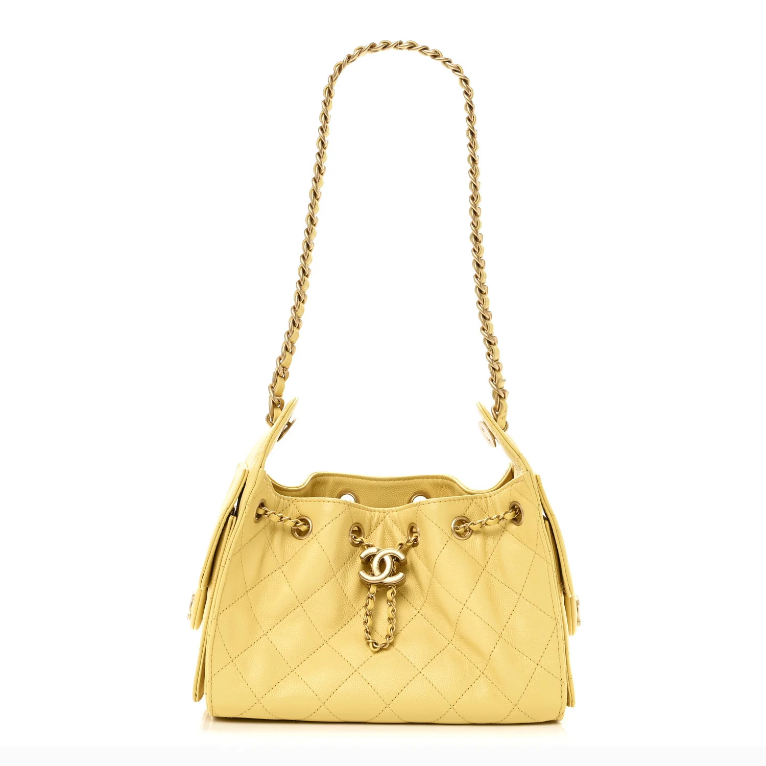 Chanel Caviar Quilted Mini Chanel 25 Handbag Yellow 1843668 | FASHIONPHILE (US)