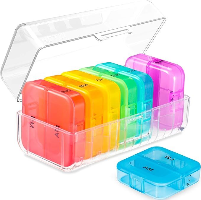 Daviky Weekly Pill Organizer 2 Times a Day, Am Pm Pill Organizer 7 Day, Large Travel Vitamin Pill... | Amazon (US)