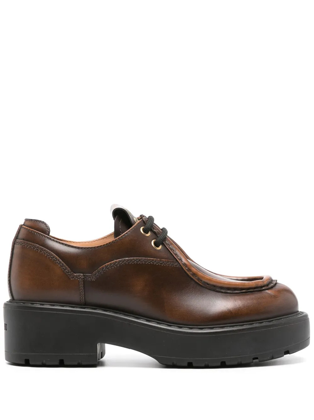 Miu Miu logo-patch Leather Loafers | Brown | FARFETCH CA | Farfetch Global