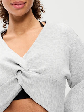 Bounce Fleece Long-Sleeve Twist-Front Top | Old Navy (US)