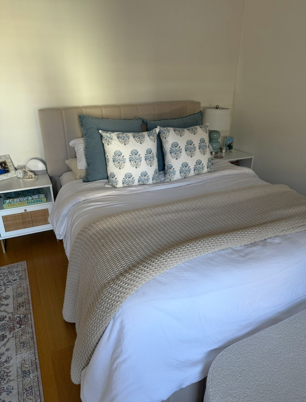 NYC studio apt bed details 💙💫 mattress is nontoxic & sooo comfy!! #ltkhome #ltknycapt #ltkstudioapt