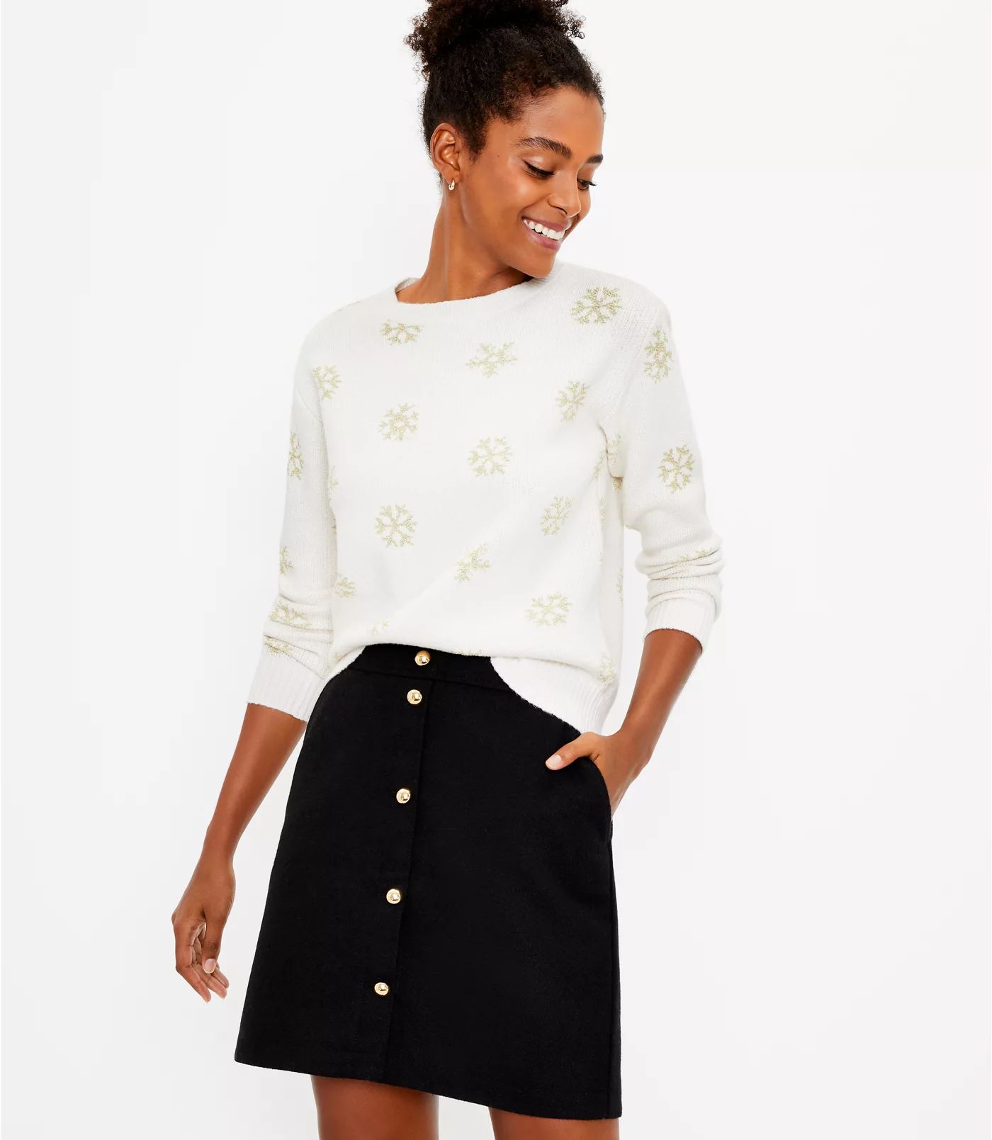 Wooly Button Pocket Skirt | LOFT | LOFT