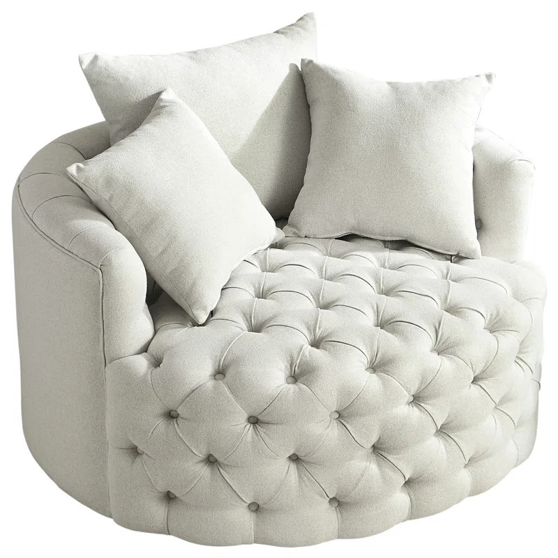 Damis 42.5" Wide Tufted Swivel Barrel Chair | Wayfair North America