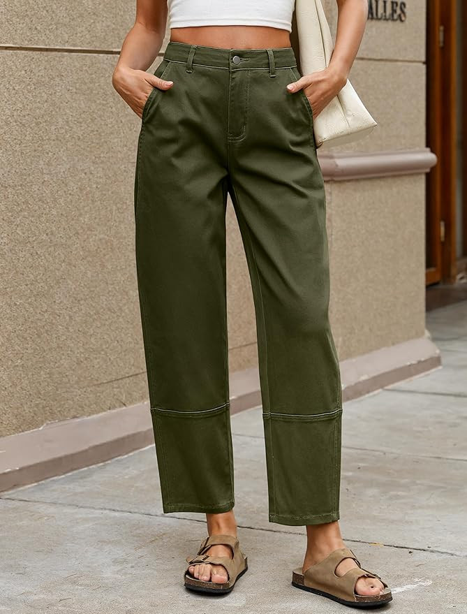 Eddoyee Harem Pants for Women, High Waisted Elastic Cropped Pants Ankle Length with Cargo Seam La... | Amazon (US)