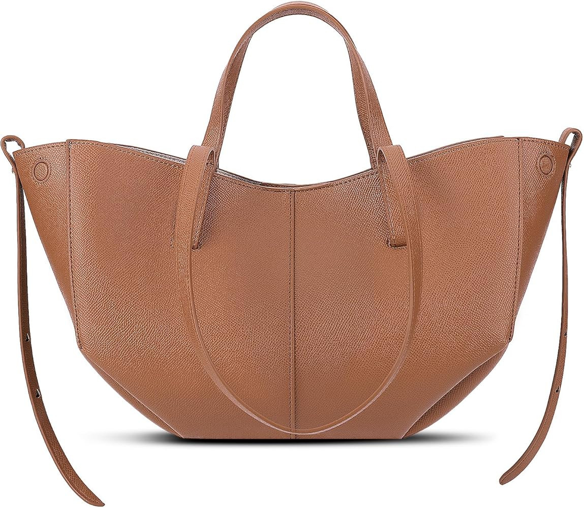 Leather Tote Bag for Women Crescent Shoulder Purse Ladies Handbag Y2K Hobo Bag Work Tote with Mag... | Amazon (UK)