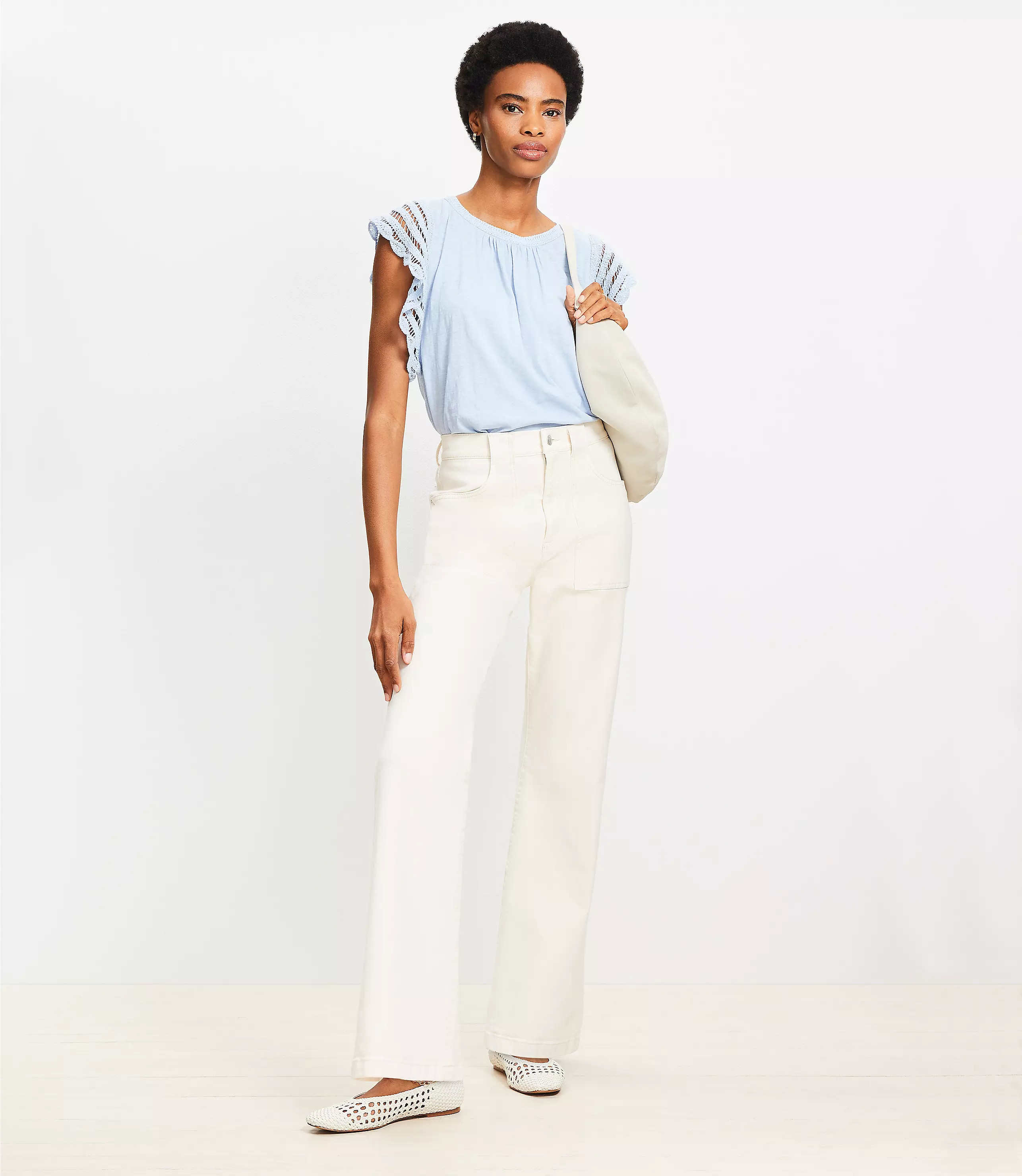 Top review: These pants are cute and comfortable. The material is soft like a brushed denim. The ... | LOFT