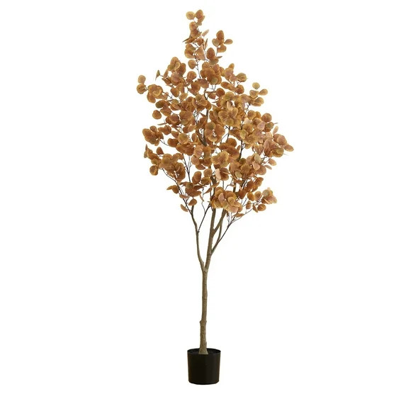 Nearly Natural 7ft. Artificial Autumn Fall Eucalyptus Tree, Orange | Walmart (US)