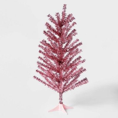 2ft Unlit Shiny Pink Tinsel Artificial Christmas Tree - Wondershop&#8482; | Target