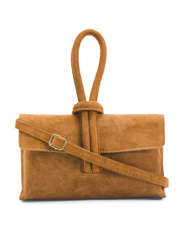 Made In Italy Knot Suede Pochette Shoulder Bag | TJ Maxx