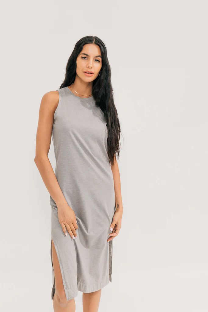 Relaxed Midi Muscle Dress (Slate) | EasyStandard