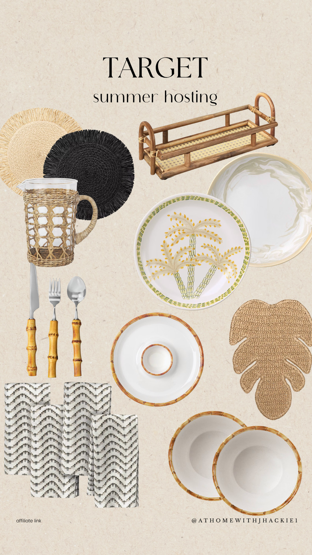 Target summer hosting, Target patio decor, summer entertaining essentials, outdoor table decor, Target serveware, bamboo flatware, woven placemats, rattan tray, summer tablescape ideas, affordable hosting finds, Target dining decor, neutral summer decor, palm print plates, woven pitcher, patio entertaining ideas, summer dinner party essentials, chic hosting accessories, budget friendly home finds, Target home favorites, stylish summer entertaining 

 

#LTKSeasonal #LTKHome