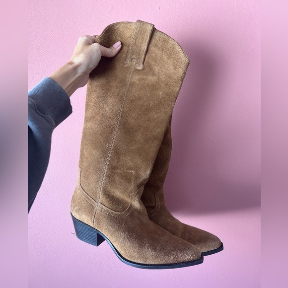 Zara Brown Suede Heeled Boots | Poshmark