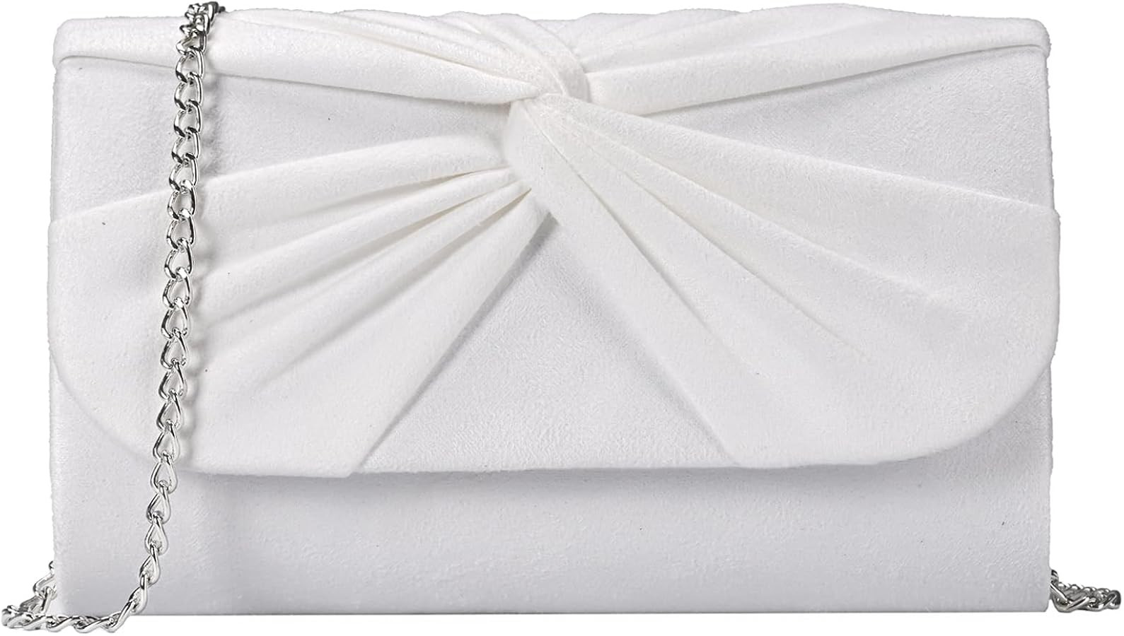 Women Faux Suede Pleated Bow Evening Bag Elegant Clutch Purse Handbag Formal Wedding Prom Party | Amazon (US)