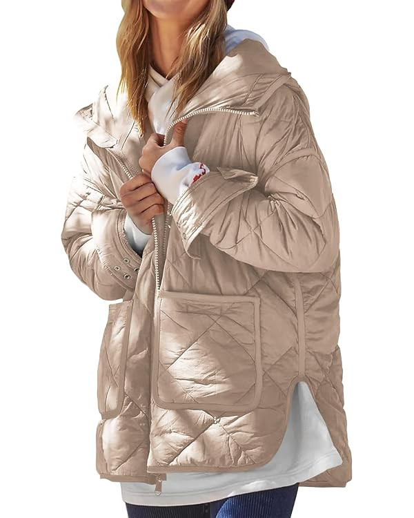 Dyexces Womens Quilted Puffer Jacket Hooded Long Sleeve Zip Up Winter Coat Lightweight Warm Jacke... | Amazon (US)