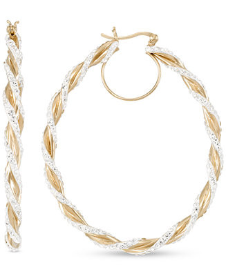 Crystal Pavé Twist Style Oval Hoop Earrings | Macy's