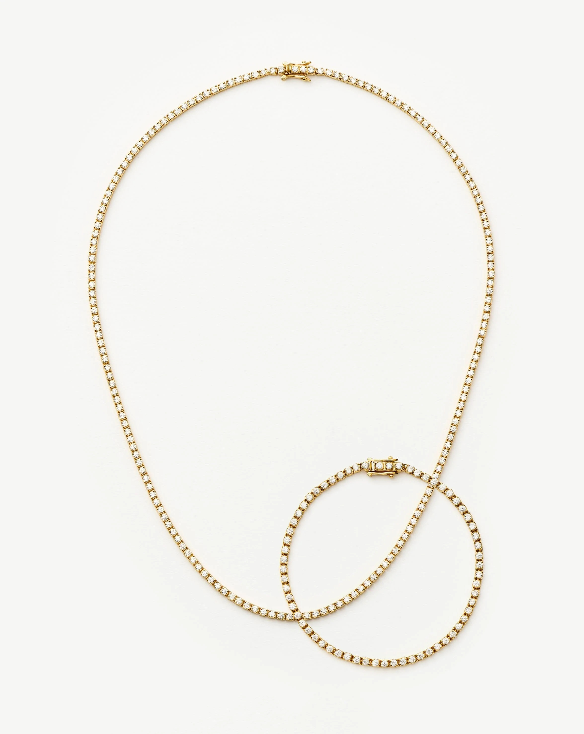 Classic Tennis Necklace & Bracelet Set | 18ct Gold Vermeil Cubic Zirconia Mixed Jewellery Set | Missoma UK