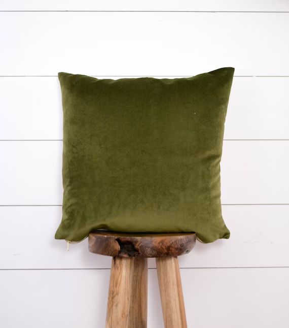 Moss Velvet Pillow, Olive Pillow Cover, Green Velvet Decorative Pillow | Etsy (US)