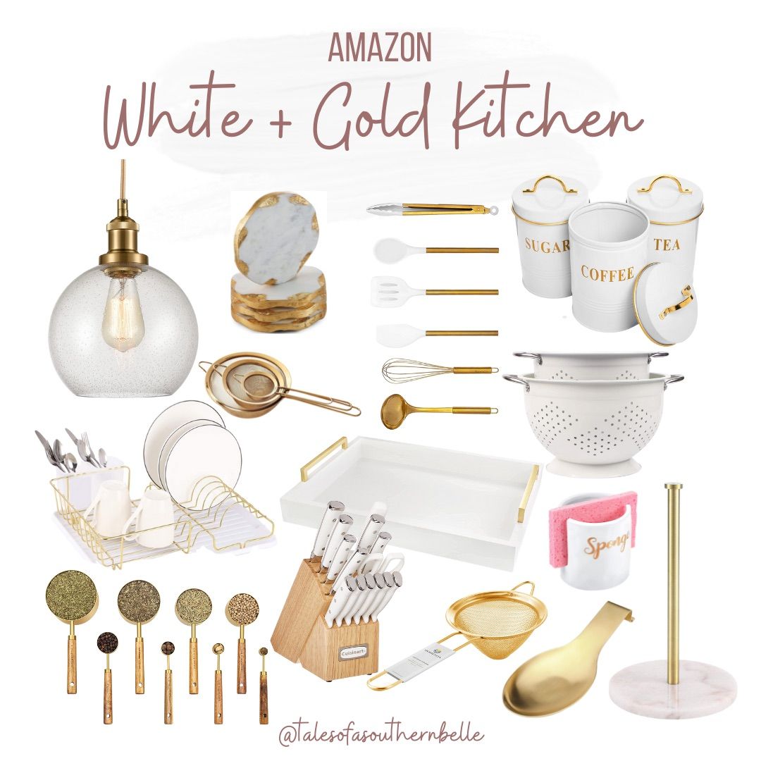 White and gold kitchen finds // kitchen decor  | Amazon (US)