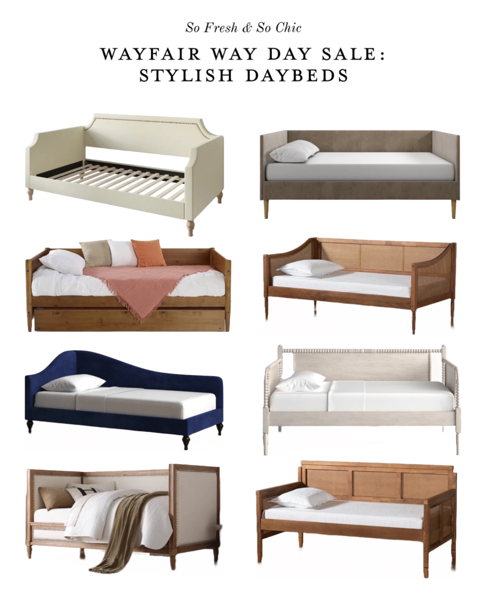 Stylish daybeds on sale in the Wayfair Way Day sale! Ends tonight!!
-
Nursery furniture sale - turned leg daybed - upholstered daybed - velvet daybed - wood and cane daybed - traditional bedroom - kids bed - kids daybed - kids bedroom daybed - guest room daybed - bedroom sale


Follow my shop @sofreshandsochic on the @shop.LTK app to shop this post and get my exclusive app-only content!

#liketkit #LTKsalealert #LTKkids #LTKhome
@shop.ltk
https://liketk.it/482ax

#LTKkids #LTKsalealert #LTKhome